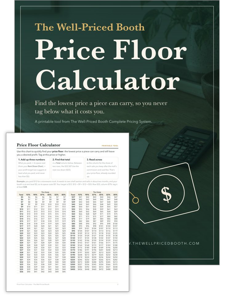 The Price Floor Calculator: its cover with the inside pages fanned in front